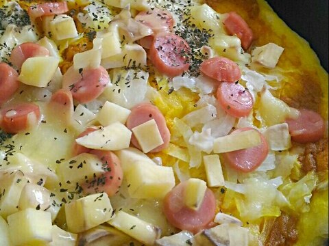 フライパンで♪簡単美味！スパイシー☆カレーピザ